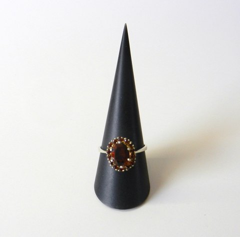 Vintage granat roset ring i forgyldt sølv.