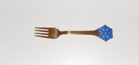 A.Michelsen Christmas fork in gilded sterling silver and enamel from 1976