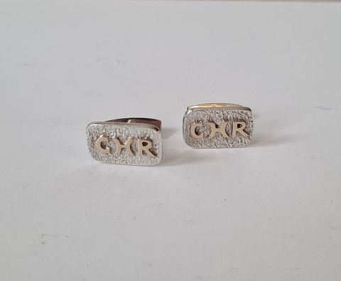 Pair of Monogram Cufflinks in Sterling Silver "CHR"
