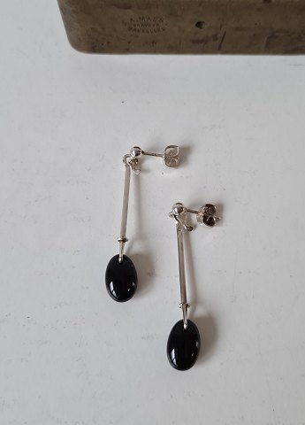 Georg Jensen Dew Drops ear studs in silver with onyx