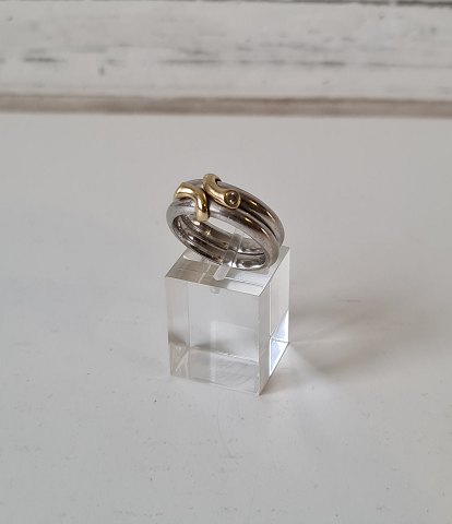 Regitze Overgaard for Georg Jensen Magic Doppio ring in 18 kt white and red gold with diamonds totaling 0.06 ct