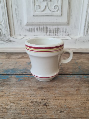 French café brûlot cup in strong iron porcelain decorated with red and yellow stripes