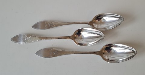 Set of 3 Empire dessert spoons in silver by Hans Christian Ludvig Stilling 1778-1852 Viborg