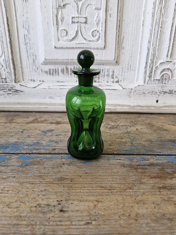 Holmegaard lille grøn klukflaske 14 cm.