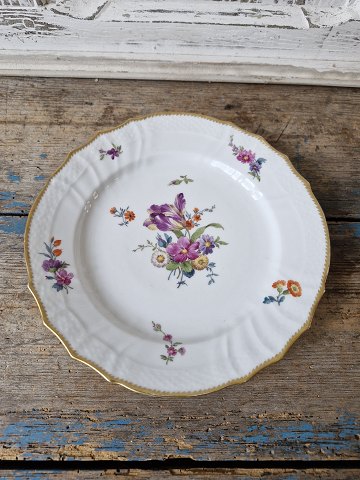 Royal Copenhagen Fuld Saksisk Blomst frokosttallerken 21,5 cm. 1850-98