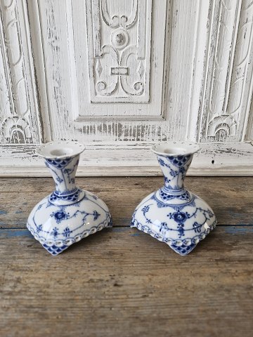 Royal Copenhagen Blue Fluted full lace pair of candlesticks no. 1138