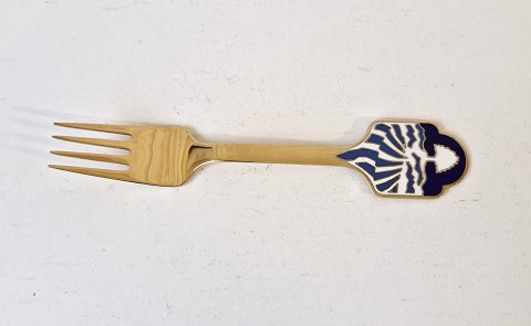 A.Michelsen Christmas fork in gold-plated sterling silver and enamel from 1986