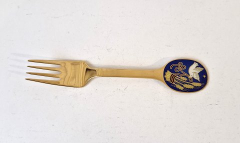 A.Michelsen Christmas fork in gold-plated sterling silver and enamel from 1985
