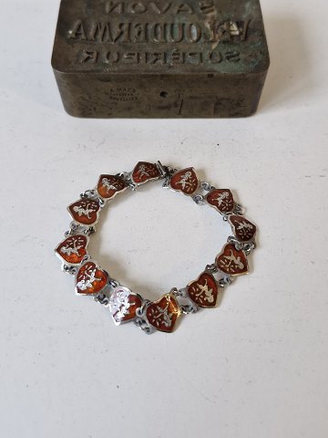 Hjerte armbånd i sølv og rød emalje