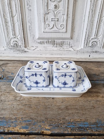 Royal Copenhagen Musselmalet riflet skrivesæt med to blækhuse no. 127
