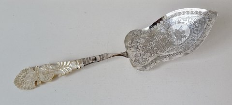 Large silver fish server with mother-of-pearl handle. Wold Petersen 1717-63 Haderslev