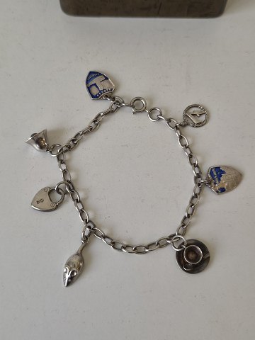 Vintage sølvarmbånd med 7 charms