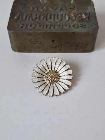 Anton Michelsen Marguerite brooch in gold-plated sterling silver with guilloché enamel.