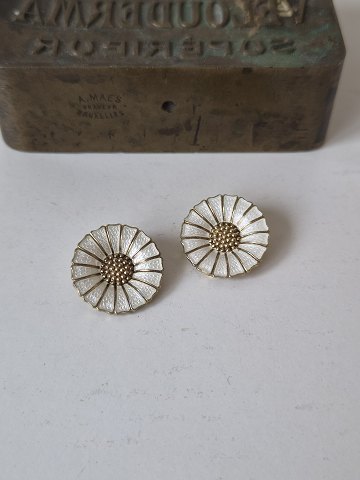 Anton Michelsen Marguerite clip-on earrings in gold-plated sterling silver with guilloché enamel
