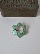 Volmer Bahner vintage hjerte broche i sterlingsølv og grøn emalje