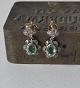 Pair of antique emerald and diamond earrings in silver and 18k gold
